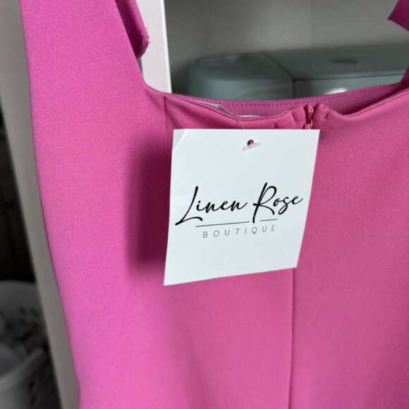 Pink Dress with Bow Straps from Linen Rose Boutique - Picture 4 of 4